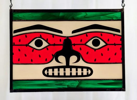 Solidarity - Watermelon Chilkat Face Stained Glass Art Raffle